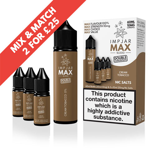 IMP JAR MAX | Cream Tobacco | Genuine | Shortfill | 60ml | 10MG | Selling Fast | UK