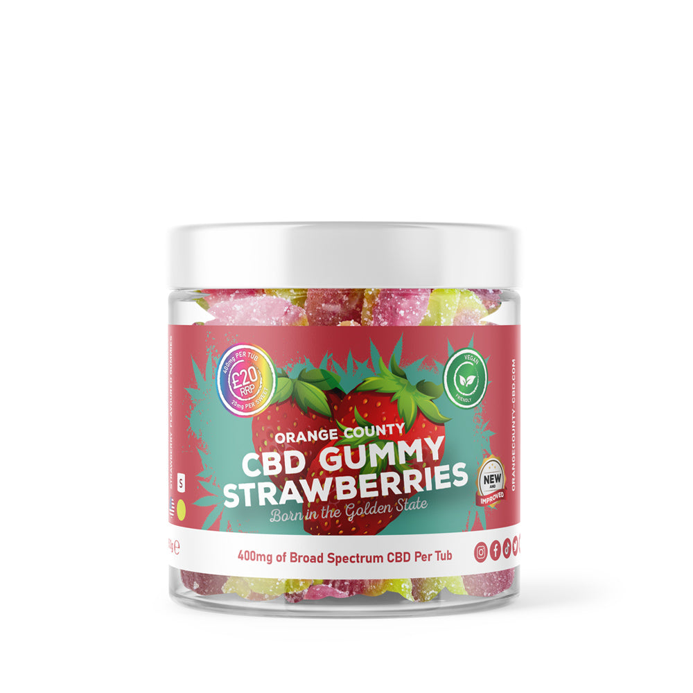 ORANGE COUNTY CBD | Genuine | Gummy Strawberries - Small | 400mg 800mg 1200mg | UK